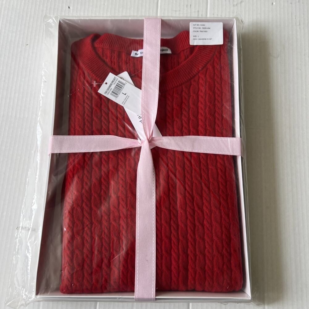 Cashmere Project Sz L True Red Pajama Shorts PJ Set 100% Cashmere NWT